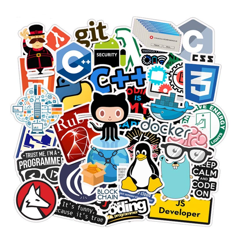 NObranded Programming Symbols Stickers 50Pcs Waterproof,Removable,Beautiful,Suitable for Men and Women in Water Bottles,Phones,Laptop,Guitar,Car,Motorcycle,Cup,Piano,Scooter,Suitcase Vinyl Material. - Image 2